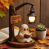 Cute Ghost Reading Lantern Resin Ghost Reading Book Lamp Halloween Ghost Night Light Ghost Halloween Decor