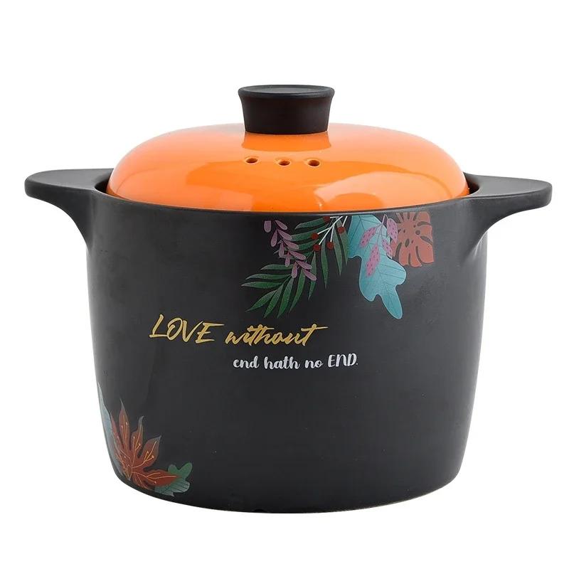 Большая керамическая кастрюля для супа Nordic Orange Lid 2.5-6L Кастрюля Домашняя кухня Кухня Кастрюля Пароварка