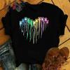 New Hot Dog Paw Heart Printed T-Shirts Women Girl Unisex Casual Loose Round Neck Creative Personalized T-Shirts