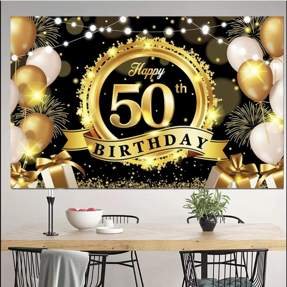 18-й/50-й/65-й С Днем Рождения Фон Баннер Для Мужчины Женщины Салфетка Воздушный Шар Штора на Дверь 50-летний Юбилей