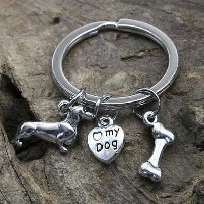 Брелок для ключей с таксой и собакой, милое животное, металлический брелок для ключей, кошелек, сумка, рюкзак, брелок для ключей от машины, подвеска для женщин, собак, мам, Рождественский подарок