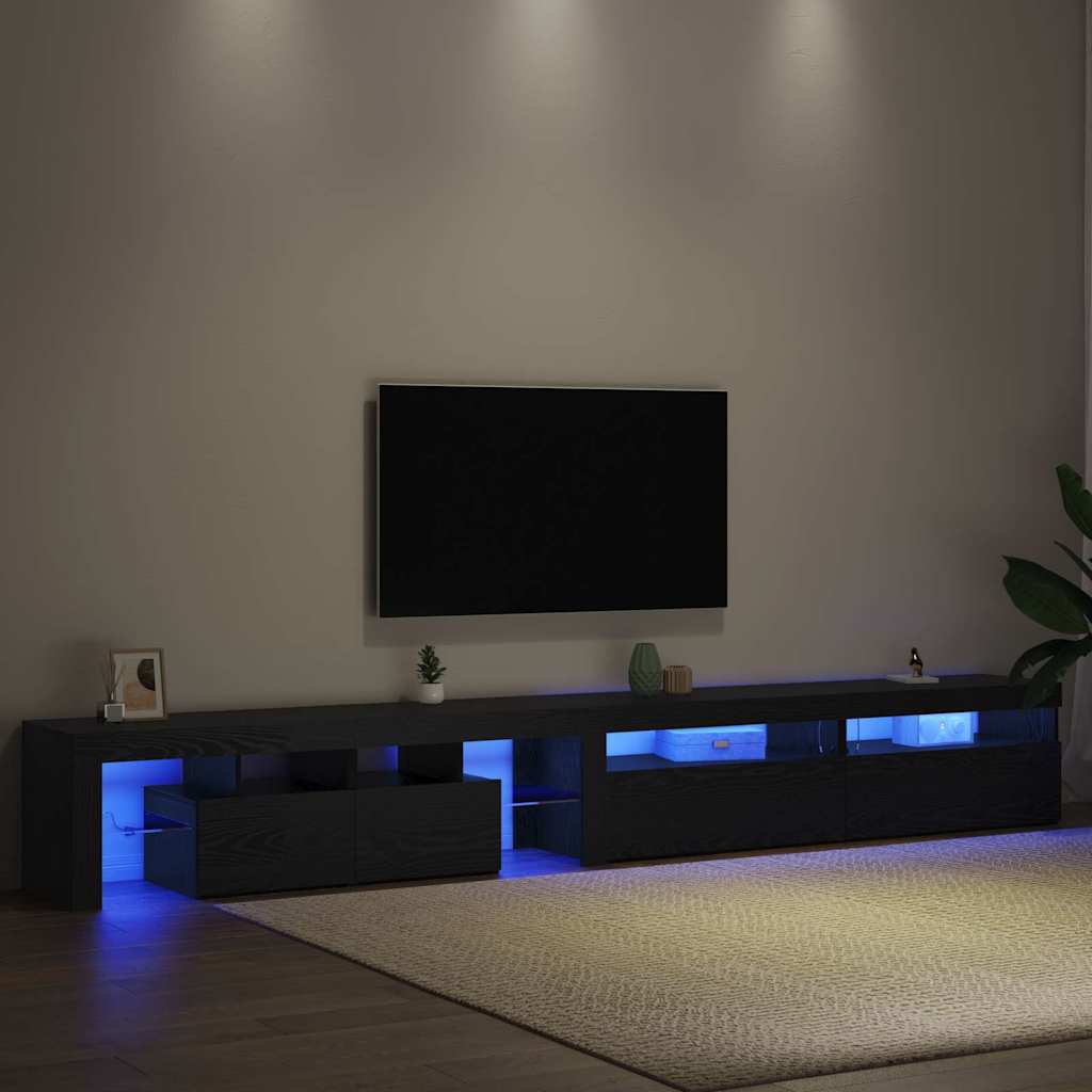 TV Cabinet Set 3 pcs Black Oak Effect 290 x 36.5 x 40 cm