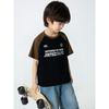 Summer Boys' Color-Blocked Short-Sleeve T-Shirt, Medium and Large Children's Clothing for Boys and Young Adults, Letter Print Half-Sleeve Base Shirt