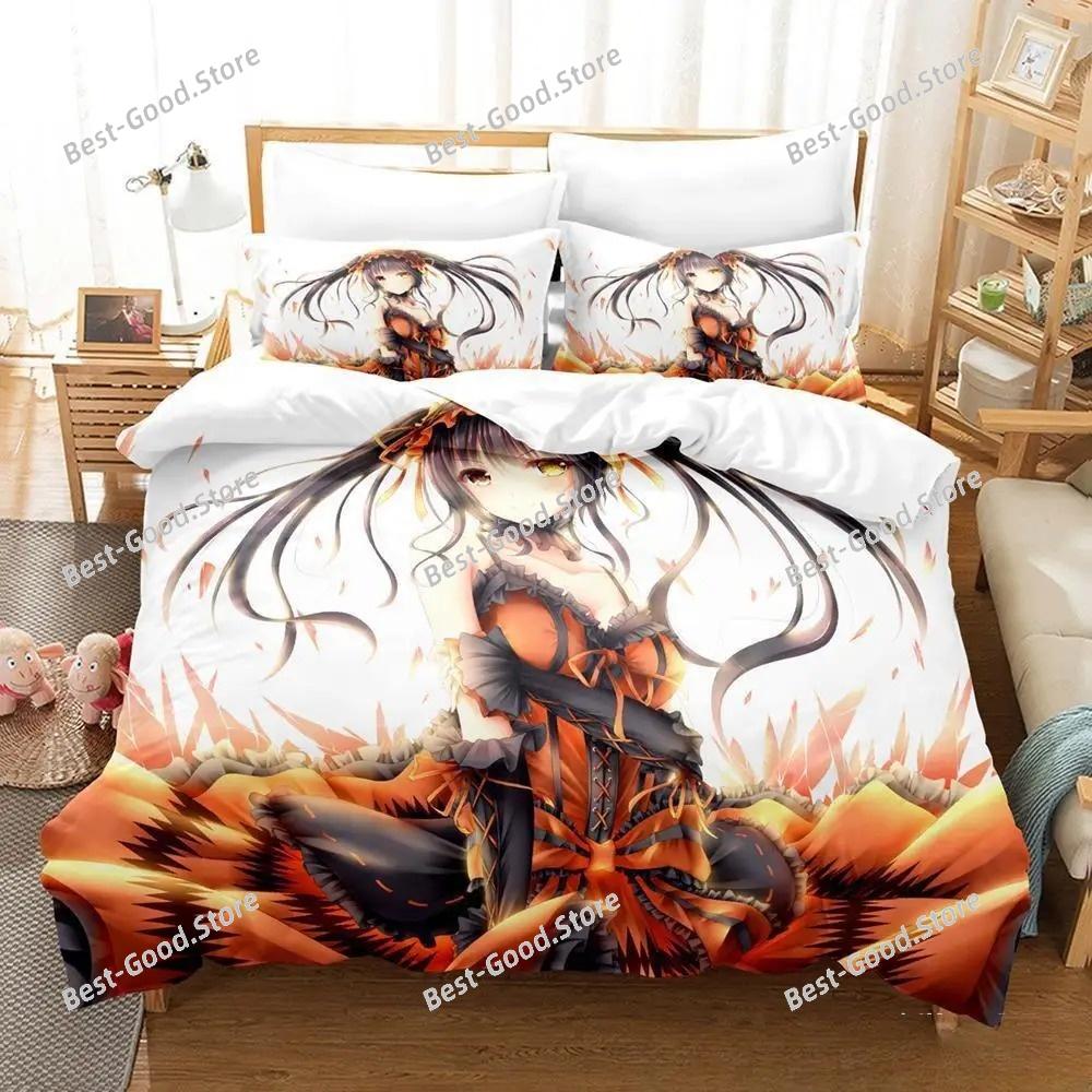 Новый комплект постельного белья Date A Live Токисаки Куруми Односпальный Полуторный Двуспальный Кинг-сайз Комплект для кровати Взрослый Детский Спальня Аниме Комплекты пододеяльников