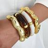 Wide Irregular Resin Bracelet Punk Cuff Bracelet Set New Exaggerated Chunky Bangles  Women