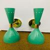 Shiny Green Wall Sconce Pair 1950s Mid Century Brass Italian Diabolo Wall Sconce Light Fixture 2 Bulb Pair Custom