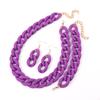 Acrylic Chunky Chain Necklace for Women Bohemain Chains Choker Earrings Bracelet Jewelry Set