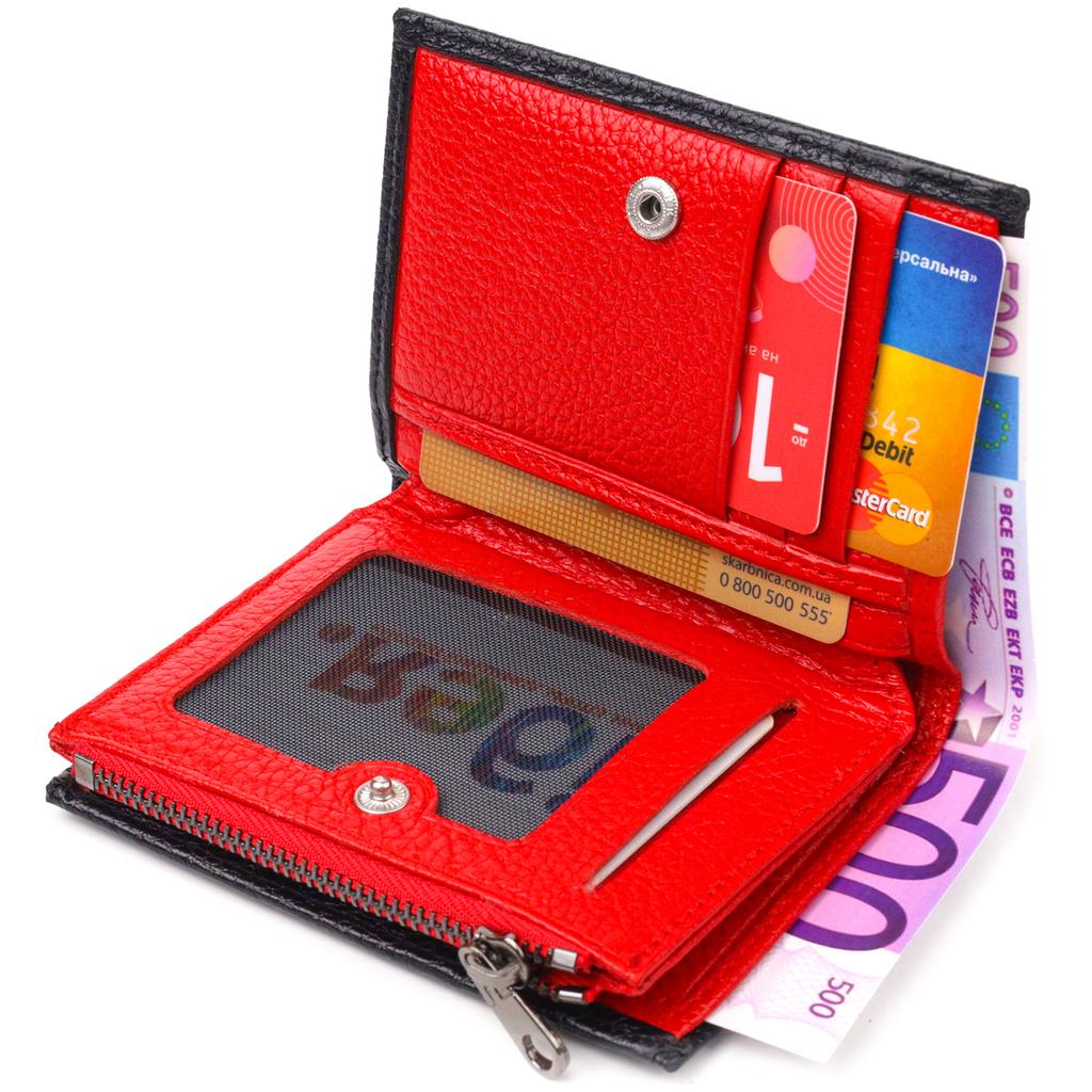 Вертикальный компактный Женский кошелек из натуральной кожи CANPELLINI Wallet 21670 Черный