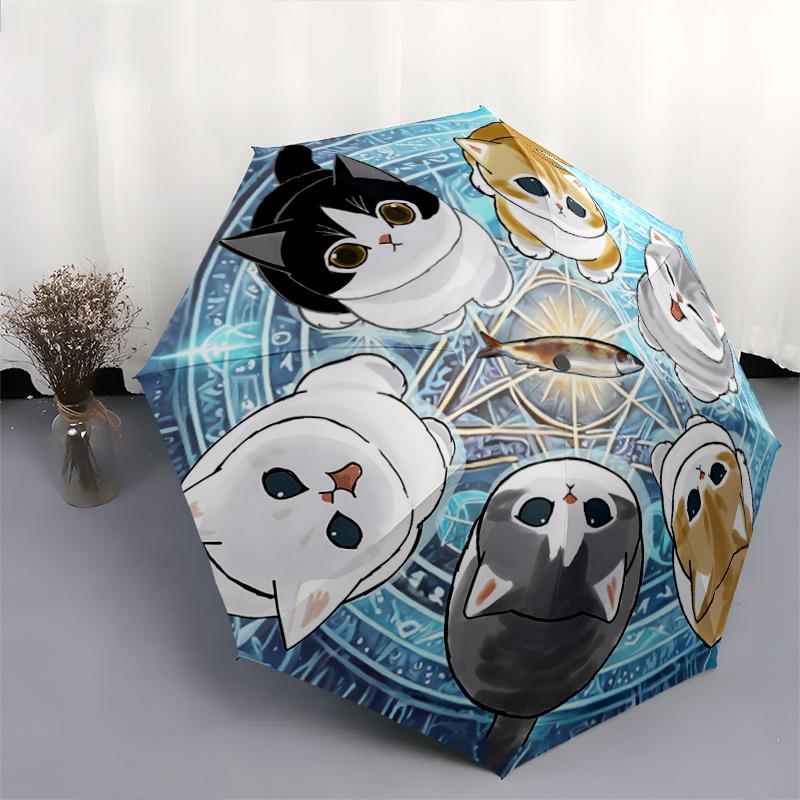 1pc Six Cute Kittens Pattern Automatic Umbrella, 8 Iron Frames,Suitable for Office, Travel and Outdoor Adventure.A075