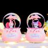 Enchanting Drifting Snow Glowing Eight Music Box - Delightful Sakura Tree Rotating Crystal Ball Desktop Decoration Gift