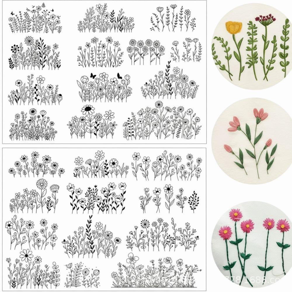 Water Soluble Flower Embroidery Patternser Animal Patterns Daisy Flowers Stick and Stitch Embroidery Paper Hand Sewing DIY