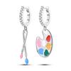 Fashion 925 Silver Color Earrings Blue Zircon Stars Moon Irregularity Earrings For Woman Fine Birthday Jewelry Gifts
