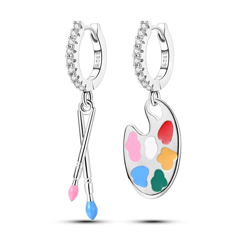 Fashion 925 Silver Color Earrings Blue Zircon Stars Moon Irregularity Earrings For Woman Fine Birthday Jewelry Gifts