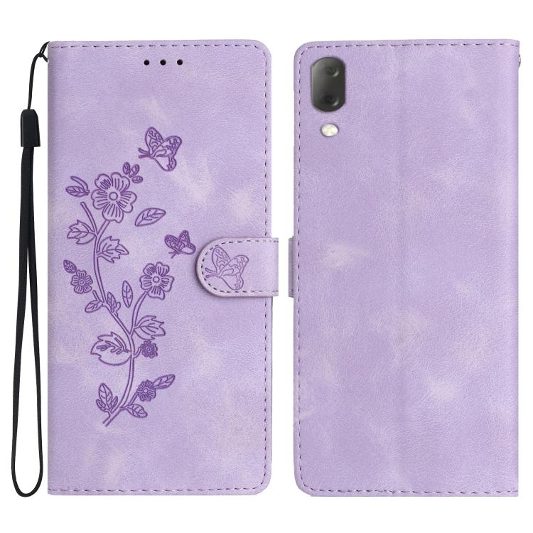 Flower Butterfly Embossing Pattern Leather Phone Case