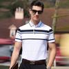 Мужская футболка-поло JOW с коротким рукавом, блоками цвета и полосами, из смешанного шелка