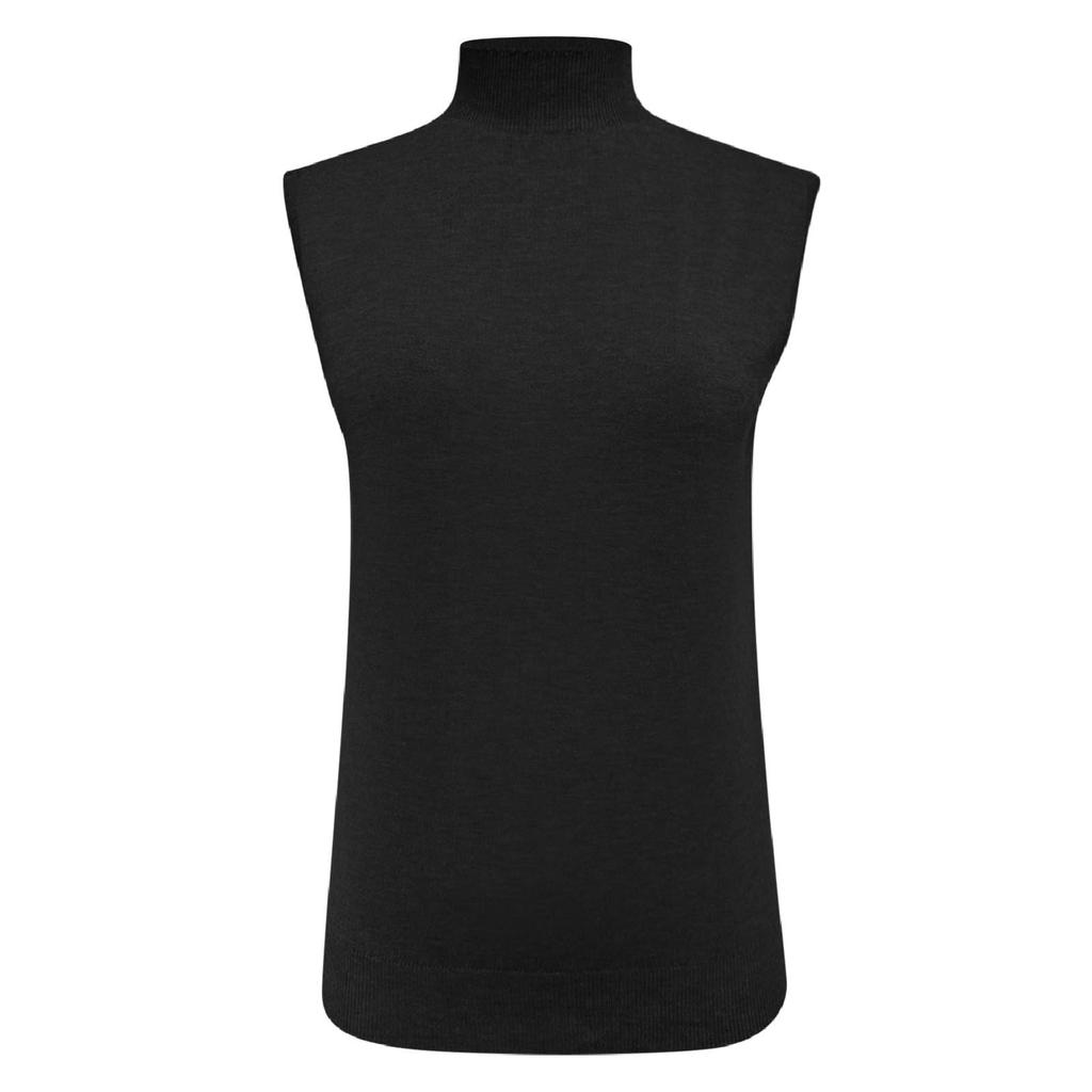Women's Fashion Vest Base Sleeveless Solid Color Loose Knit Semi-turtleneck Top