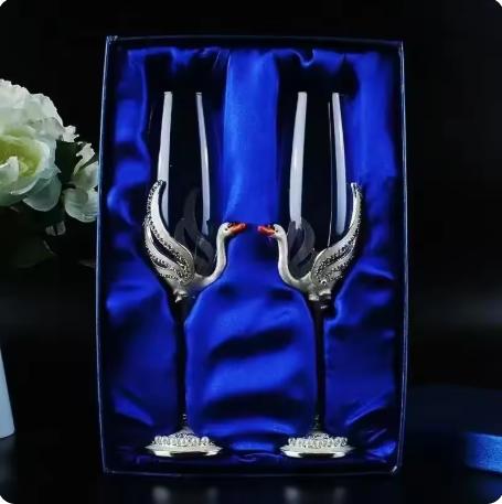 Luxury Original Swan Champagne Glass Crystal Cocktail Cup Ornaments Art Crafts Red Wine Bar Wedding Gift Set Home Bar Decoration