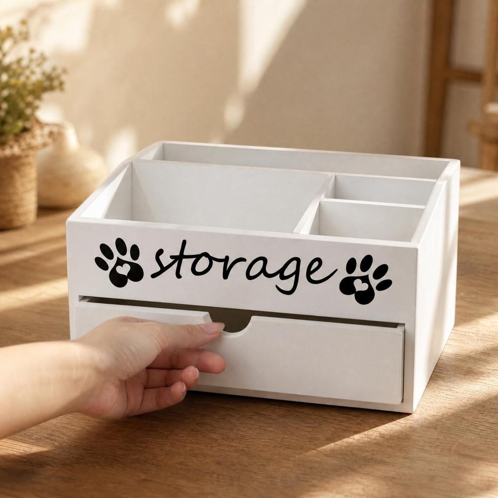 Solid-Wood Pet Storage Box Versatile for Living Room, Dog Owners