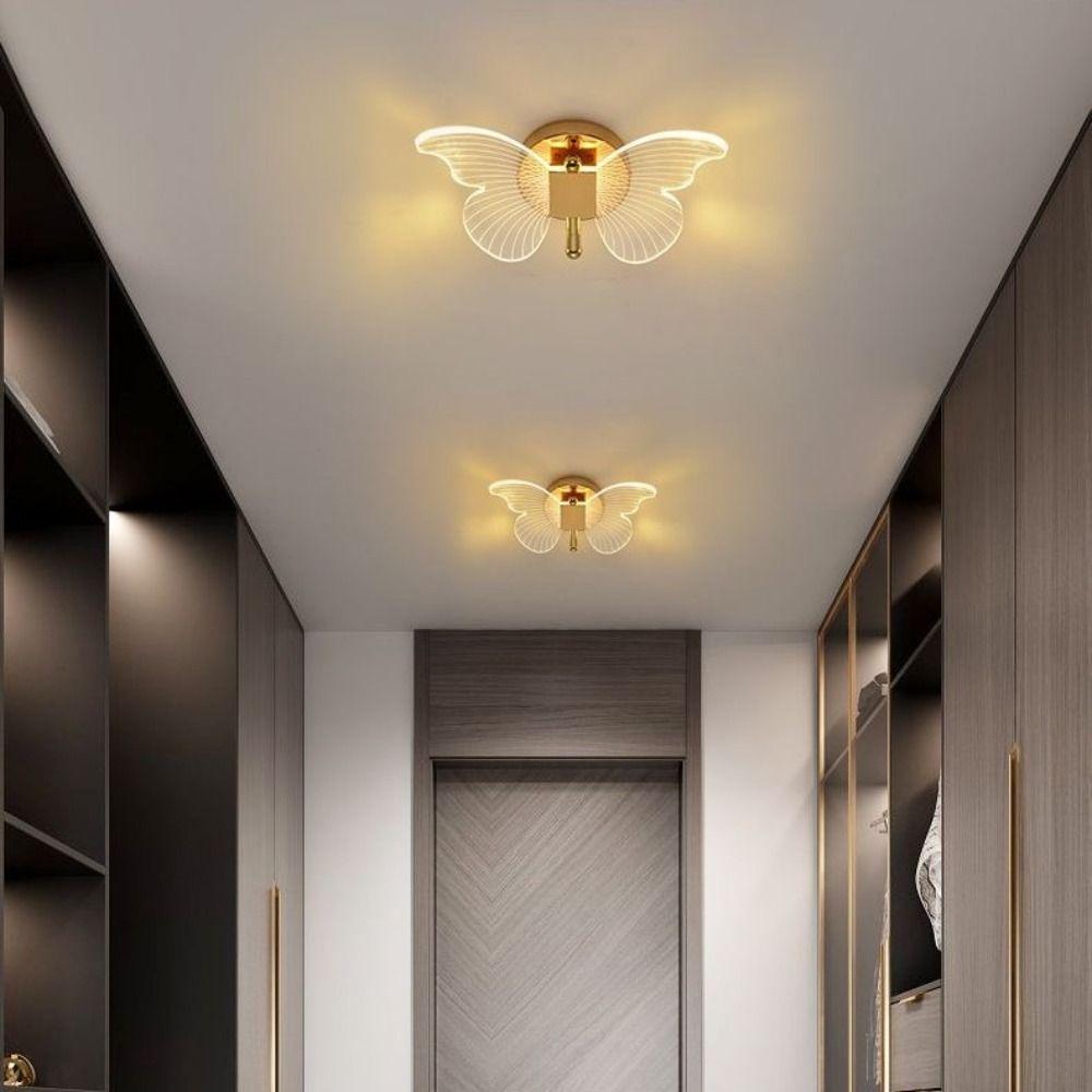 Nordic Metal Acrylic LED Butterfly Wall Lamp Modern Tricolor Adjustment Wall Light Sconces Elegant Creative Ceiling Light‘ Hotel