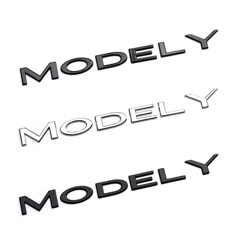 ysdkf1 Original 3D ABS Letters Logo For Tesla MODEL 3 Y Car Rear Tailgate Trunk Emblem Badge Decal Stickers Auto Styling Accessories