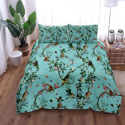 Комплект постельного белья Retro Novel Monkeys King Queen Double Full Twin Single Size Teal Duvet Cover Set
