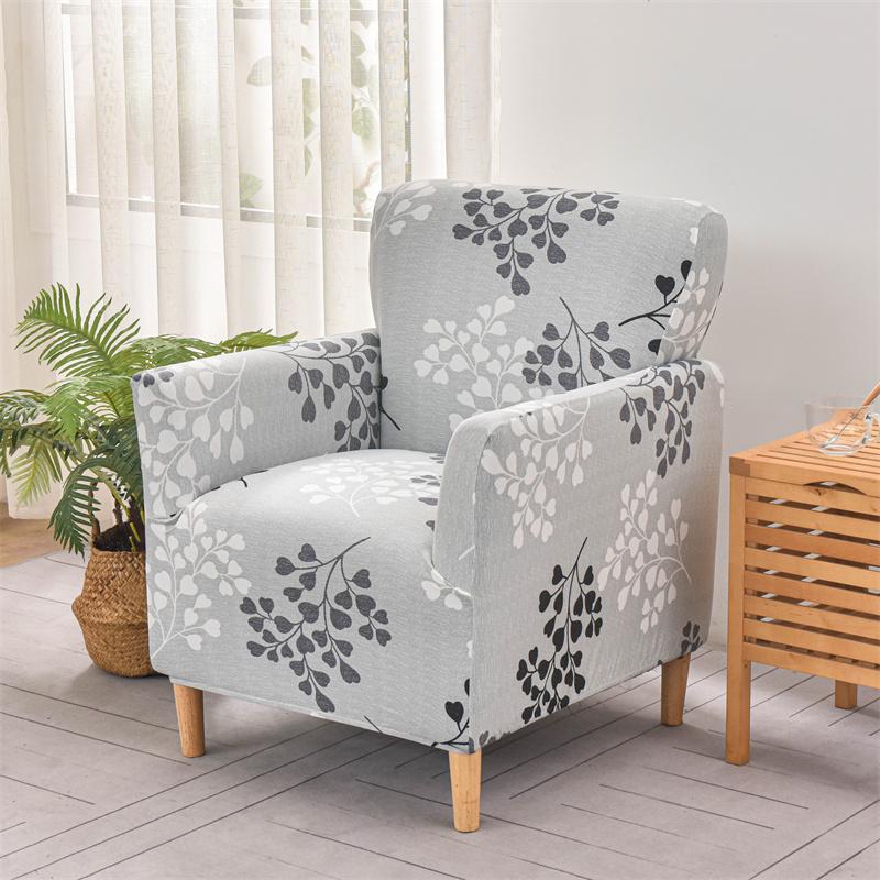 1PC Floral Armchair Covers Elastic Spandex Club Tub Sofa Cover Stretch Living Room Single Couch Slipcover for Study Bar Counter