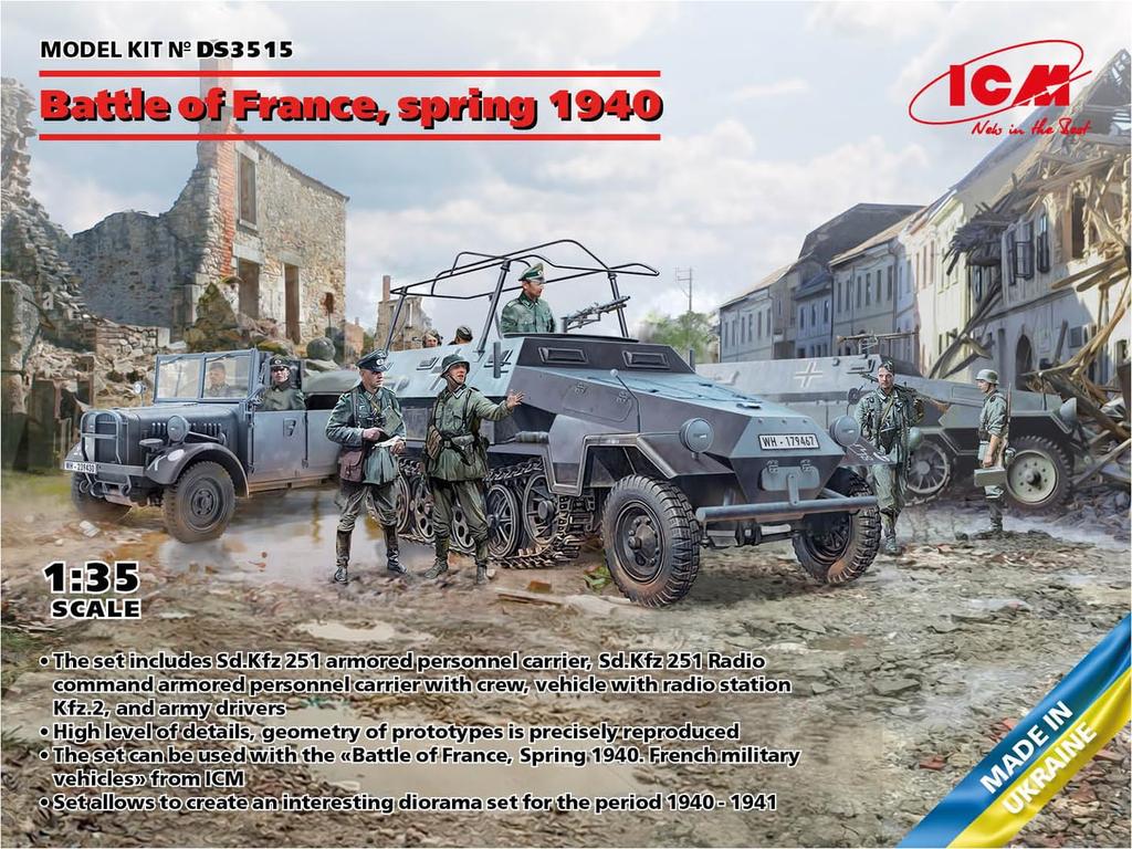 ICM German Battle of France 1940 German Fighting Vehicle Set Plastic Model Kit DS3515 1/35