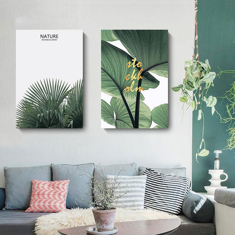 Природа зеленое растение лист холст картина современные листья настенные художественные постеры и принты скандинавские декоративные картины для комнаты домашний декор