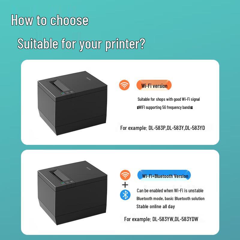 Deli DL-583Y 58mm Thermal Food Delivery Printer with Voice Prompts CN plug (adapter included)