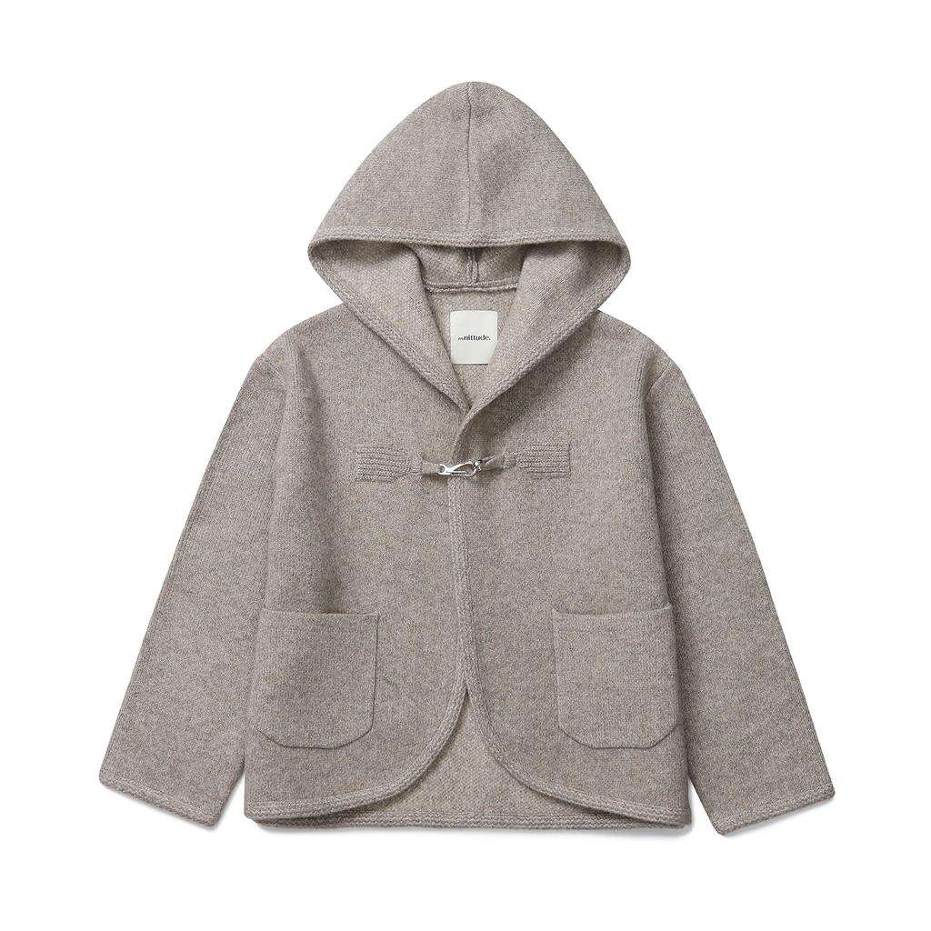 ENNITTUDE Wool Blend Hooded Knit Jacket [Mocha] 1 Type