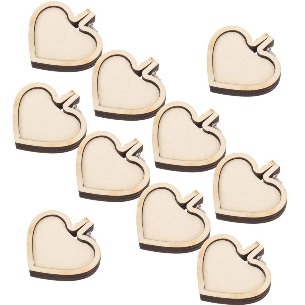 5/10PCS 1.57in Embroidery Hoop Wooden Ring Mixed Heart Shape Pendant Cross Stitch Frame Kit For Jewelry Keyring Crafts Sewing Ac