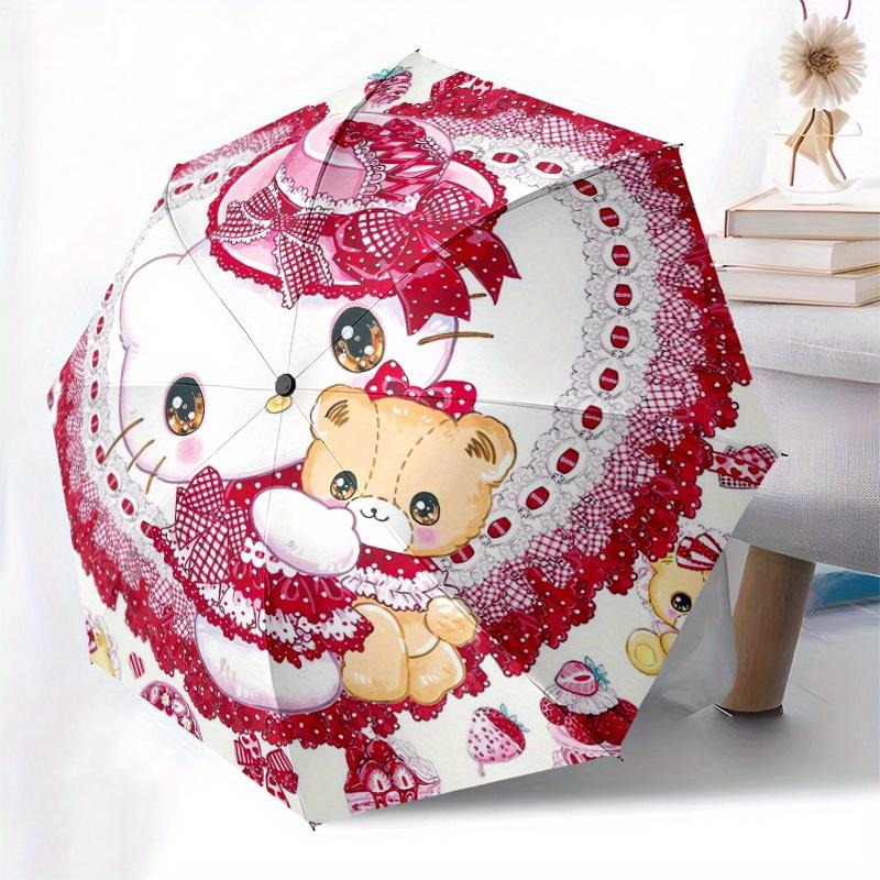 1pc Hello Kitty Valentine's Day Umbrella with Plastic Handle,Suitable for All Seasons Home Travel Outdoor UmbrellaSanlio600