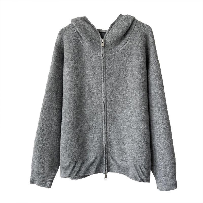 Juzhi 2024 осень ретро ленивый стиль высококачественный кардиган свитер куртка на молнии A58