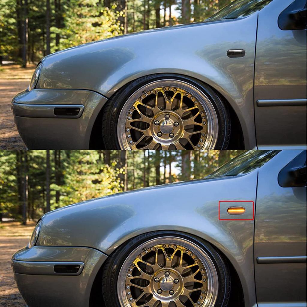 hotimp VW Compatible Flowing LED Smoked Lens Sequential Dynamic Fiber LED Clear Side Signals of for Golf Golf New and Lupo Markers/Turn (Set 2) 3, 4,