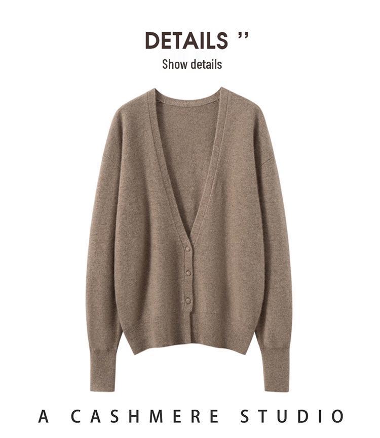 Kang Sai Ni Women's Pure Cashmere Cardigan - 2026 Spring/Autumn Single-Breasted Base Layer for Commute Style