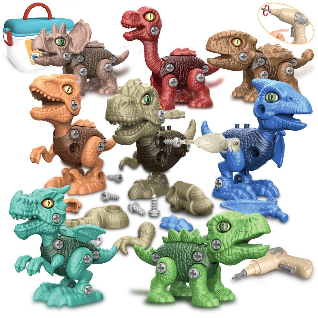 UQTOO Игрушка динозавр детский набор для самостоятельной сборки STEM-блоков с электрической дрелью в комплекте мальчики девочки подарок на день рождения 3D головоломка игрушка плотника