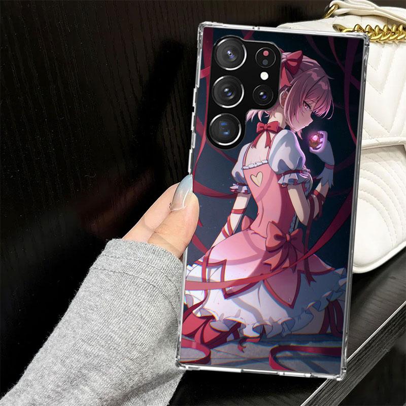 Чехол для телефона Samsung Galaxy с персонажами аниме Madoka Magica, для моделей S25 S24 S23 S22 Ultra, мягкая накладка, S25 Edge S21 Plus S20 FE S10 +, Черный чехол