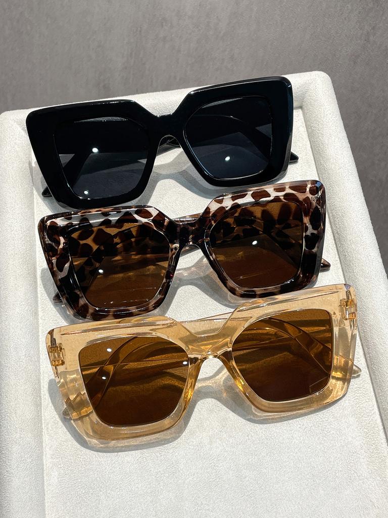 3PCS Large Frame Sunglasses Leopard Print Fashion Sexy Sun Protection Essential for Outdoor Beach Casual Live Streaming