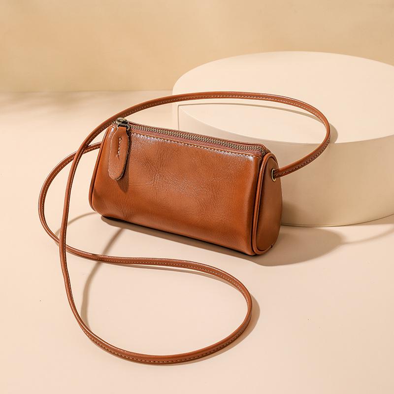Leather Women'S Bags, Bags, Women'S Shoulder Bags, Messenger Bags, Cylindrical Bags, Casual Fashion Trend Bags, Women