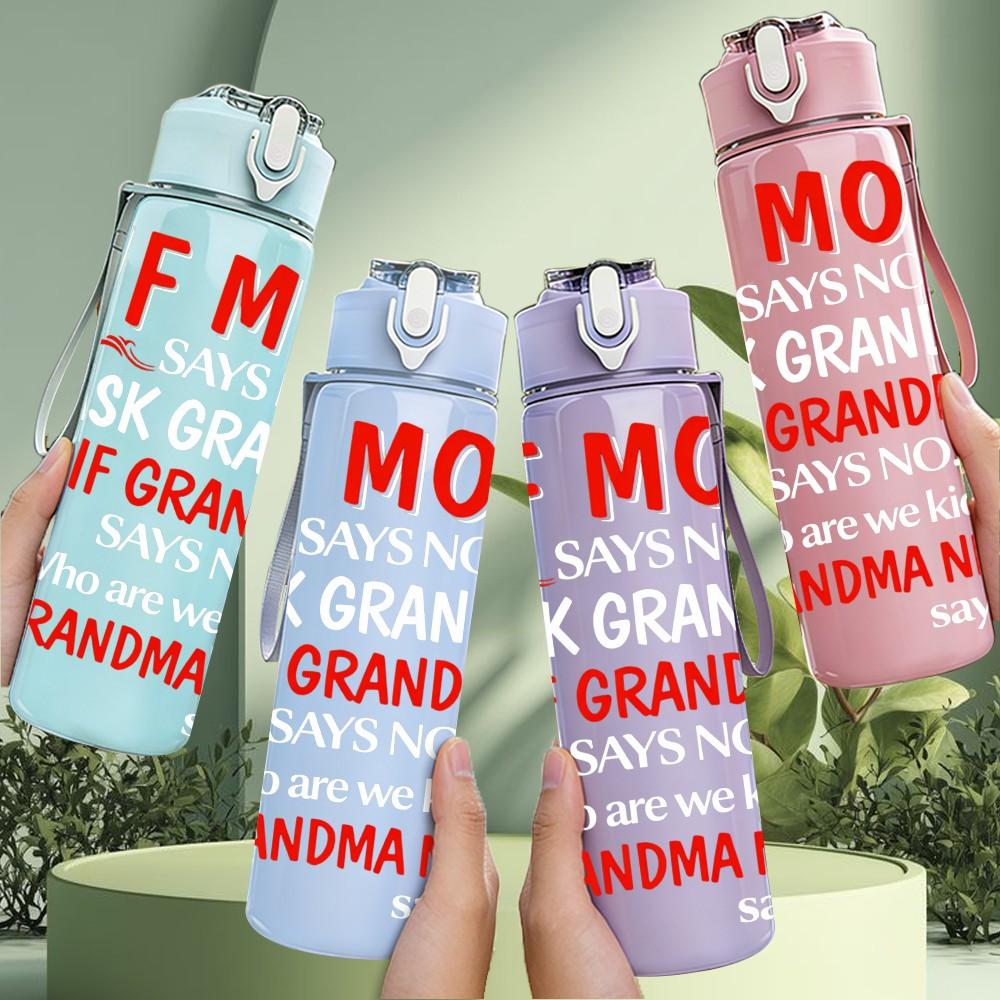 1PC If Mom If Grandma Funny Quote Print 750ml Color Plastic Sports Water Bottle Leakproof Flip Straw Lid Suitable for Sports Office Home Use