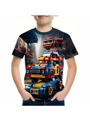 Летняя одежда для мальчиков Футболки с коротким рукавом 3D-печать Повседневные топы Детская одежда
