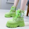Green Punk Chunky Platform Motorcycle Boots Women Autumn Winter Gothic Shoes Woman Thick Bottom Lace Up Ankle Botas Mujer