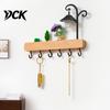 Sturdy Entryway Key Rack Holder with 6 Hooks, Solid Wood Organizer Rack, Wall Mounted Space Saving Hook for Keys Pet Leashes And Hats Decorative Hooks