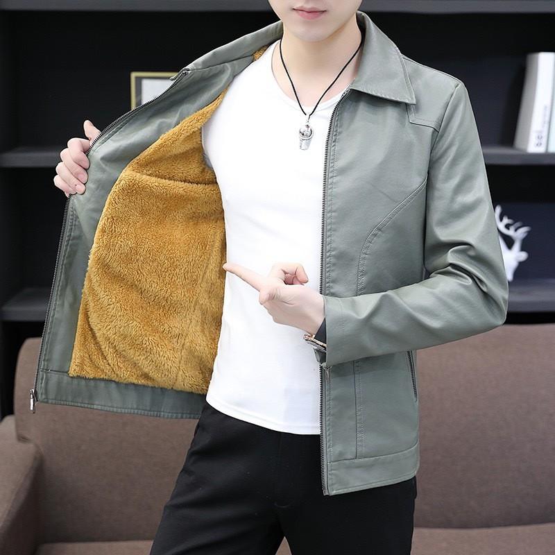 Mens Real Leather Biker Jacket Slim Fit Casual PU Coated Motorcycle