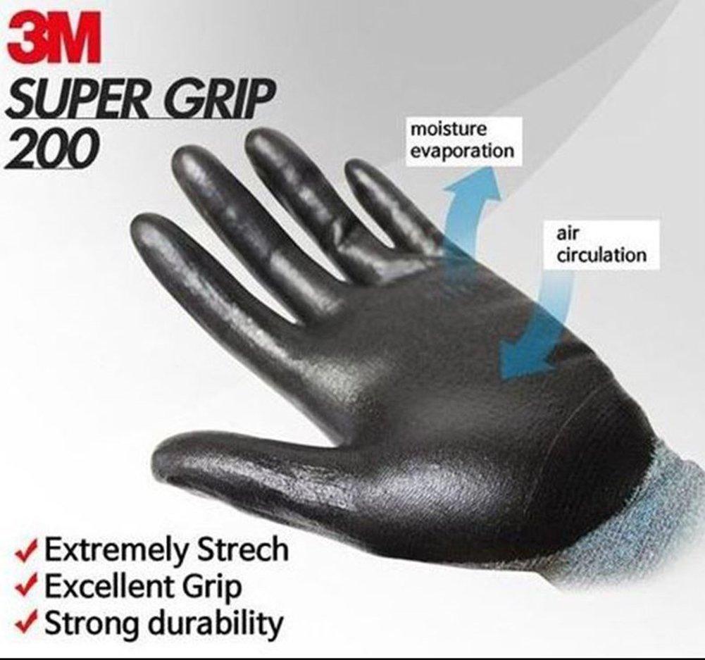 3M SuperGrip Легкие нитриловые рабочие SuperGrip 3D Комфорт Стрейч Прочные PowerGrip Пена Умные Тонкие Перчатки, 200, Посадка, Покрытие, Тактильность, Моющиеся,