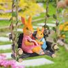 Cute Rabbit Statue - Swinging Rabbit Sculpture Resin Animal Figurine - Garden Decor Ornament for Lawn and Yard