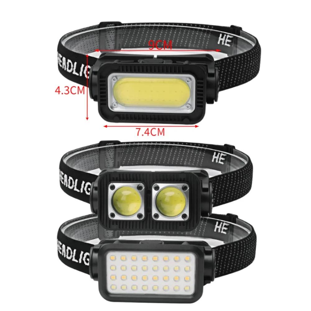 Mini COB Headlamp Type-C Charging Headlights Super Bright 300LM 18650 Head Torch Camping Emergency Portable Waterproof Lantern