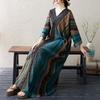 2025 Women Plus Size Spring Long Dress Loose Basic Printing Vintage Casual Floral Oversize Long Sleeve Maxi