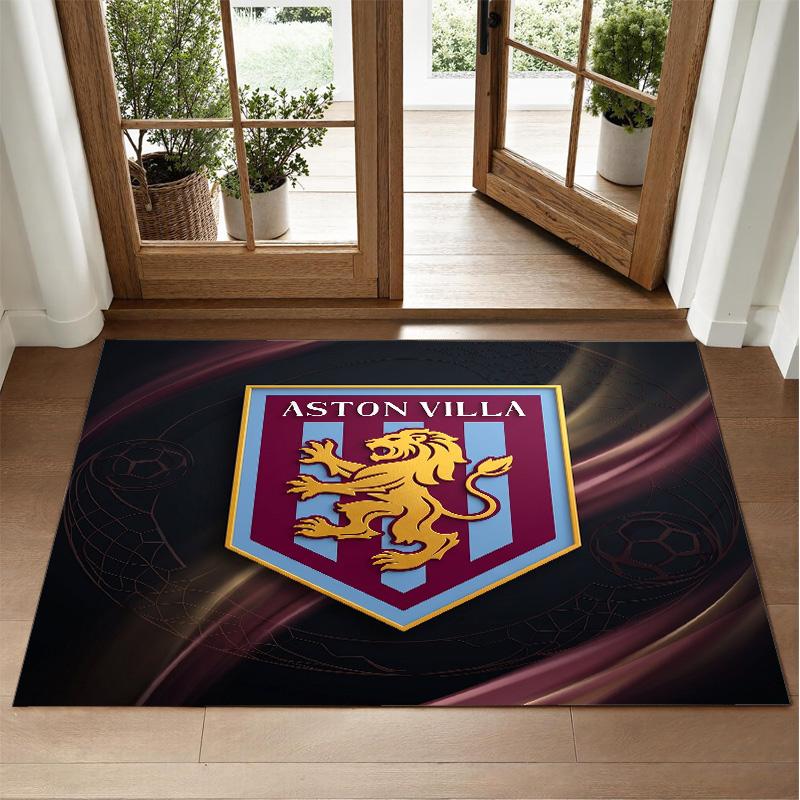 Aston Villa Football Design Crystal Velvet Rug Soft Decorative Mat for Bedroom Entrance
