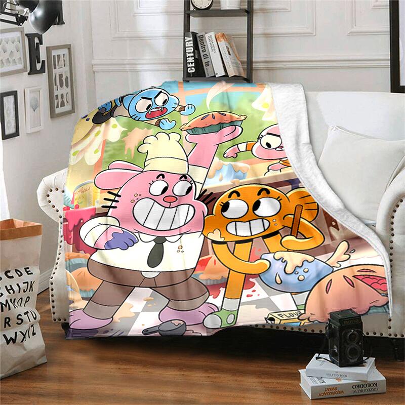 1pc Blanket The Amazing World of Gumball Print Design, Lightweight Blanket for Sofa, Bed- Soft &Warm, Gift for All Seasons like Christmas, Halloween